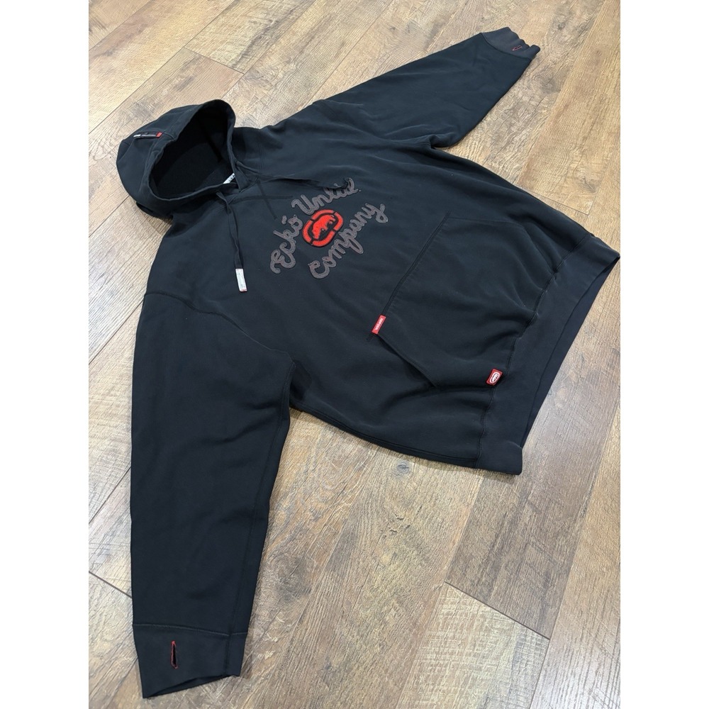 Vintage Y2k Ecko Unltd. Logo Stitched Hoodie Black Red XXL Skater Hip-Hop - Picture 8 of 12